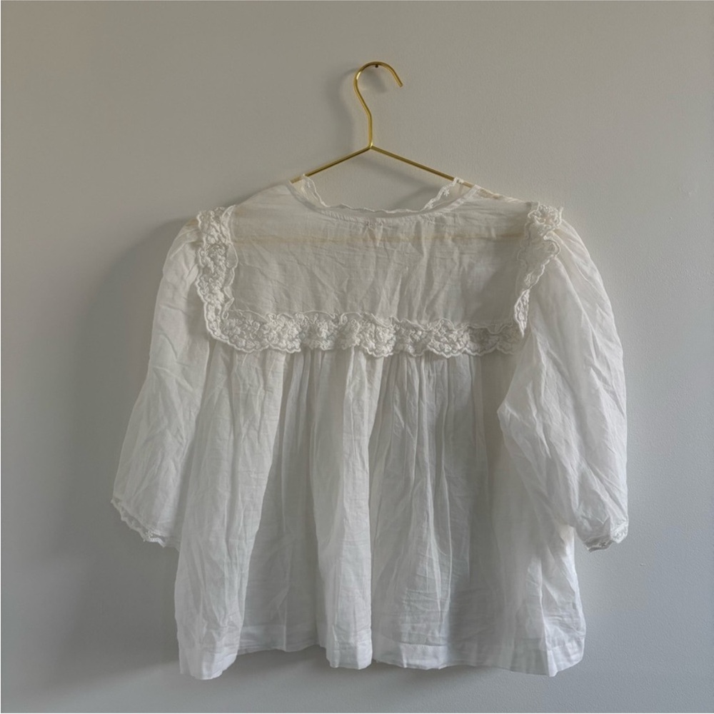 White Lace Trim Top Women’s Size Medium  100% Cotton - Picture 4 of 6